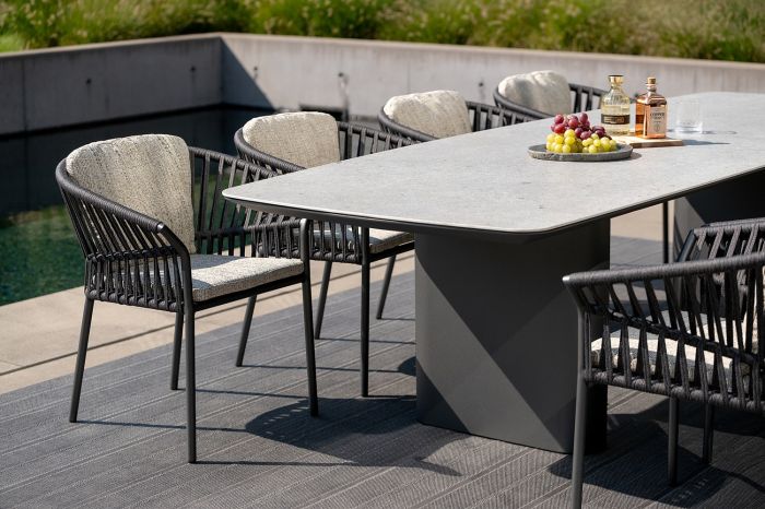 Jati&Kebon AMORELLI tafel Charcoal ceramic Terrazzo Grey - Afbeelding 2