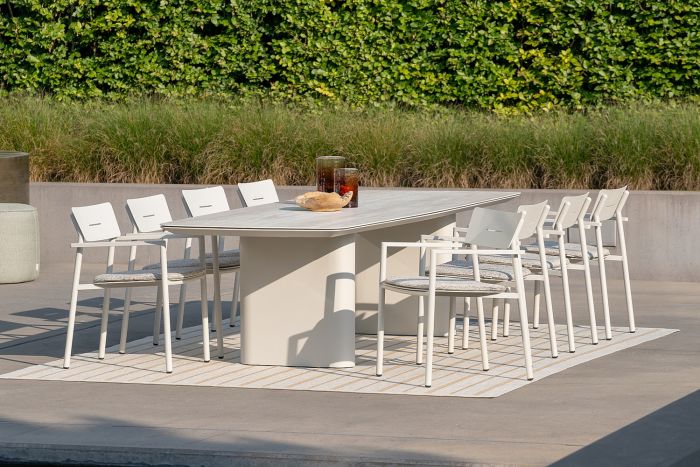Jati&Kebon AMORELLI tafel Dune ceramic Travertino White - Afbeelding 2