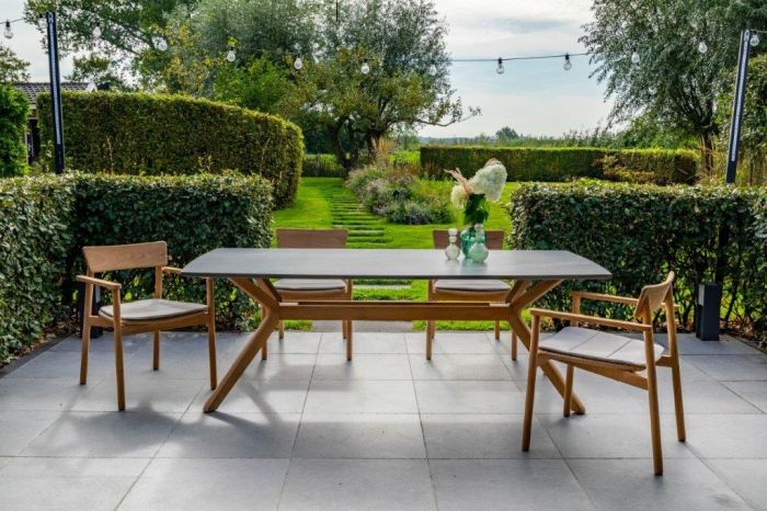 Traditional Teak CARMEN tafel 167x102cm ceramic top - Afbeelding 2