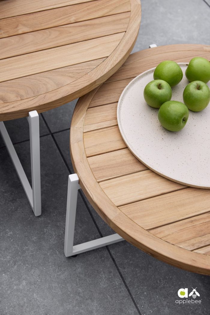 Applebee CONDOR coffee tafel Oyster frame teak top 54 cm - Afbeelding 2