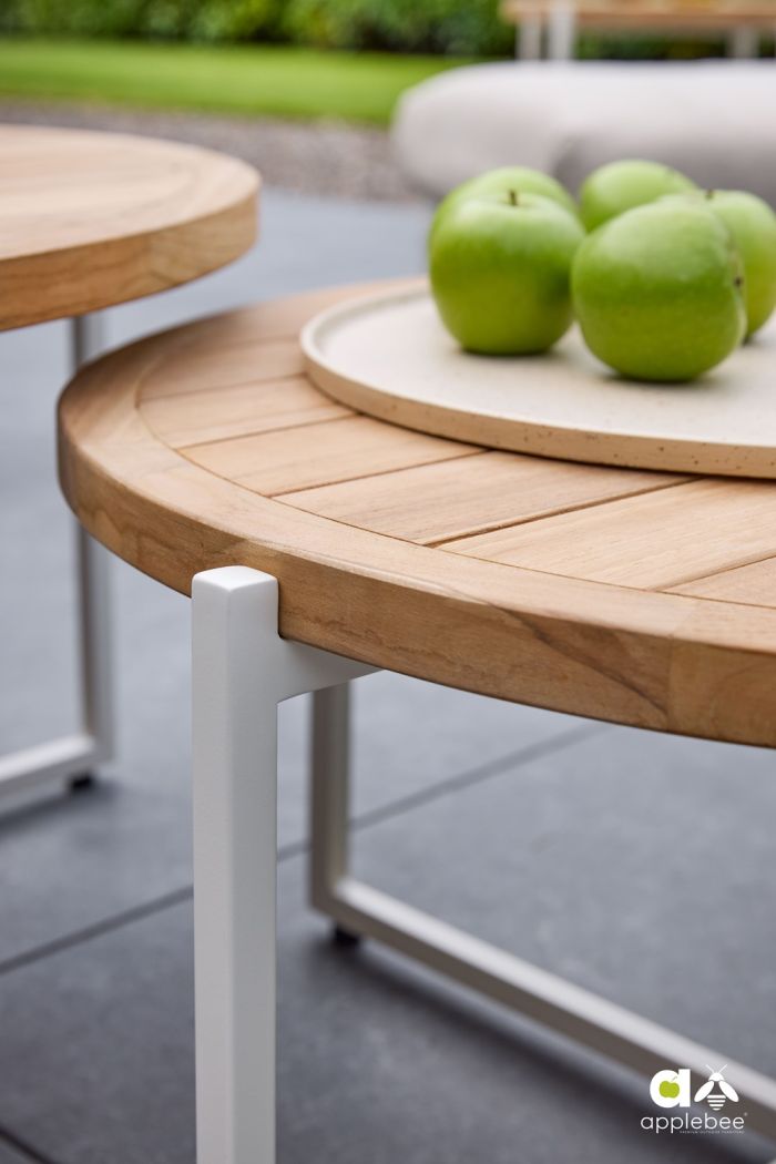 Applebee CONDOR coffee tafel Oyster frame teak top 54 cm - Afbeelding 3