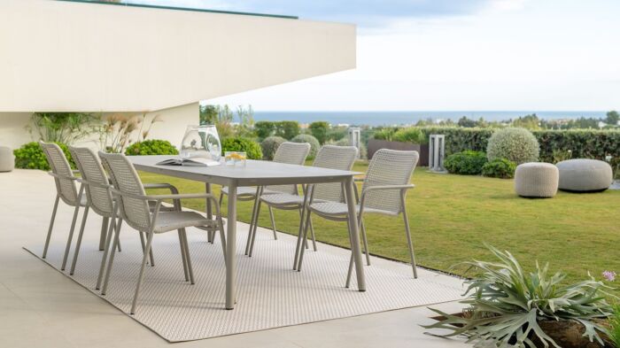 Jati-en-Kebon Durham tafel sand-ceramic-paladium-grey