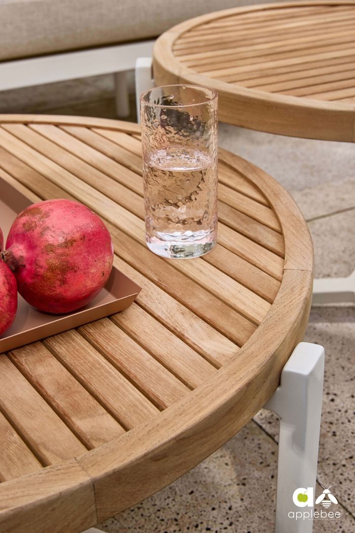 Applebee MONACO coffee tafel Oyster frame teak top 75 cm - Afbeelding 2