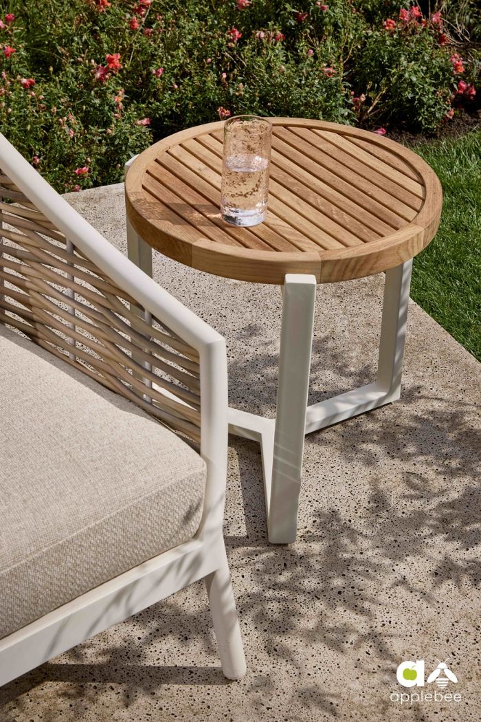 Applebee MONACO coffee tafel Oyster frame teak top 75 cm - Afbeelding 3