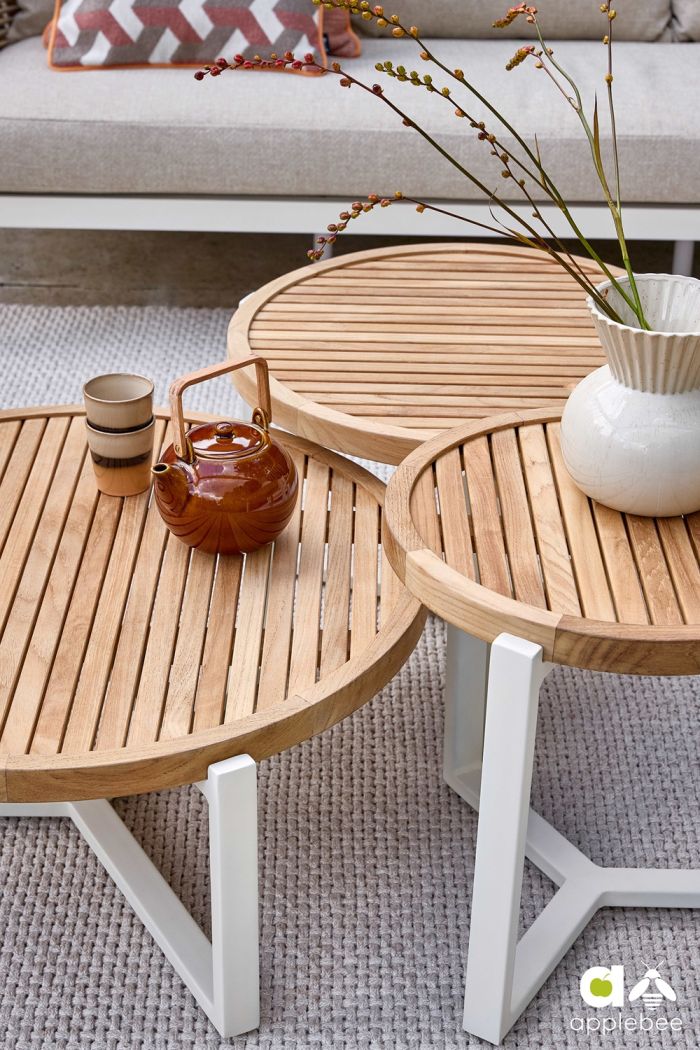 Applebee MONACO coffee tafel Oyster frame teak top 75 cm - Afbeelding 4