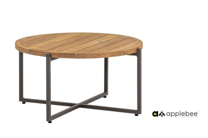 Applebee BIJOU coffee tafel Taupe frame Teak top 74 cm