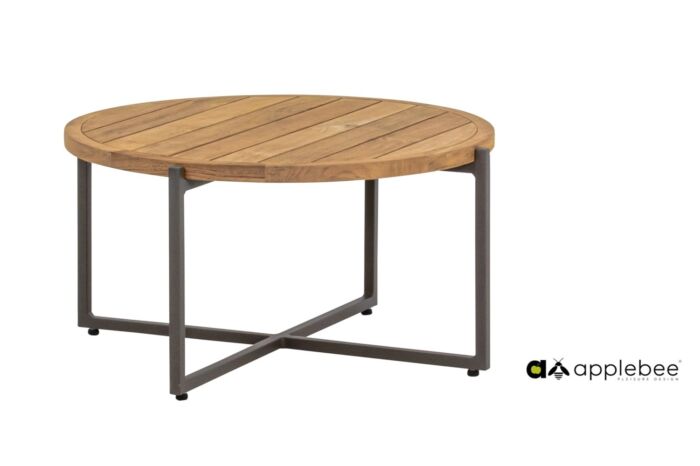 Applebee BIJOU coffee tafel Taupe frame Teak top 94 cm