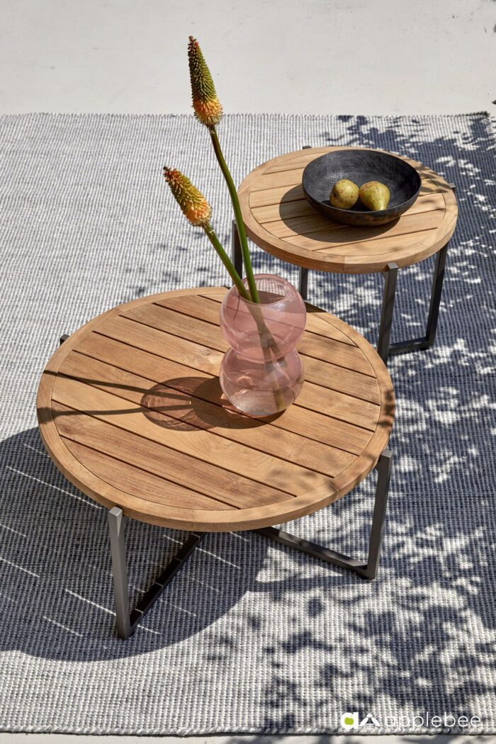 Applebee BIJOU coffee tafel Taupe frame Teak top 54 cm - Afbeelding 2