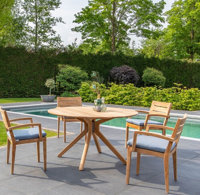 Traditional Teak CARMEN tafel Ø 150 cm - Afbeelding 3
