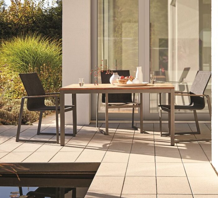 Solpuri Classic Aluminium/Teak tafel 220x100 cm Antraciet