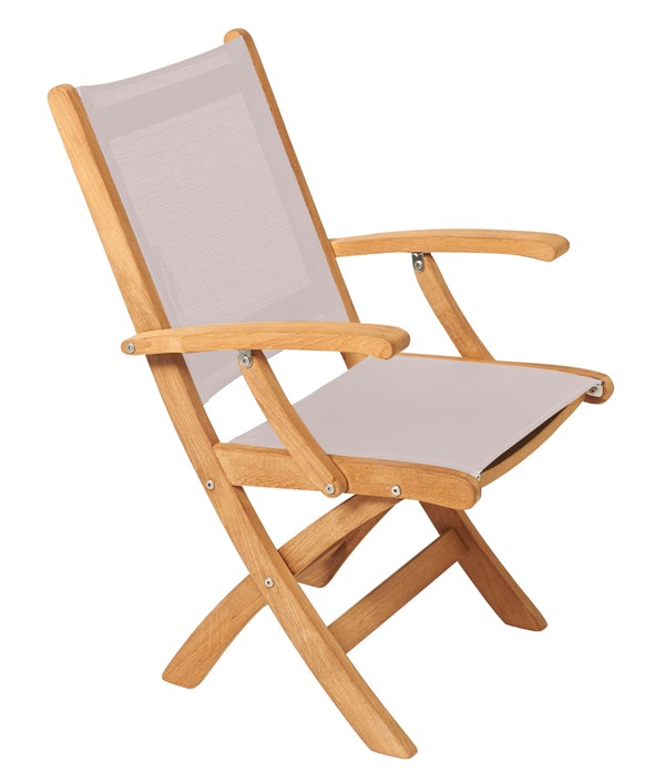 Traditional Teak Kate klapstoel met arm taupe