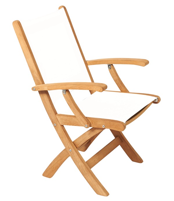 Traditional Teak Kate klapstoel met arm white