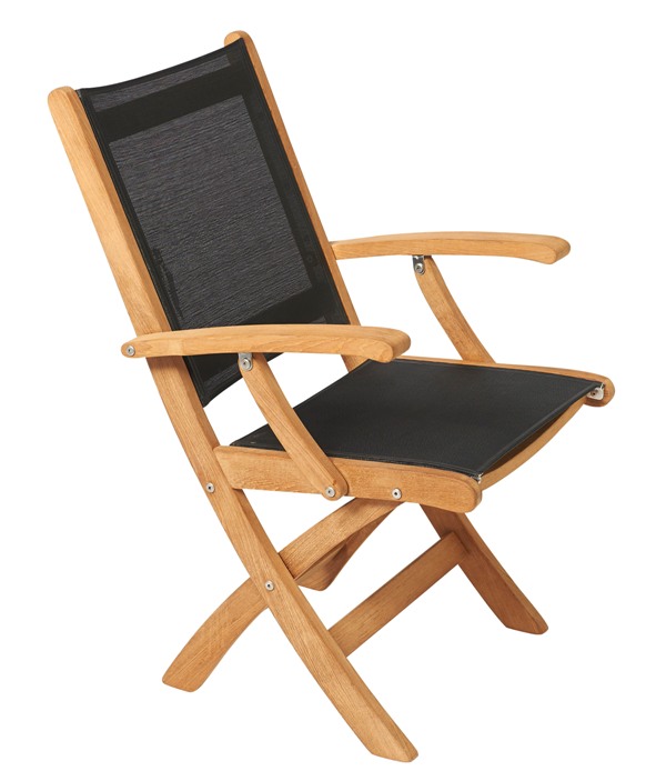 Traditional Teak Kate klapstoel met arm black