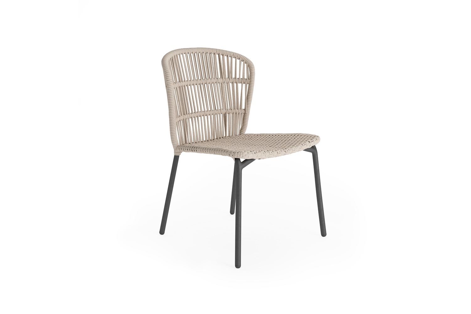Jati-en-Kebon Lima dining-stoel charcoal-weaving-beige-uni