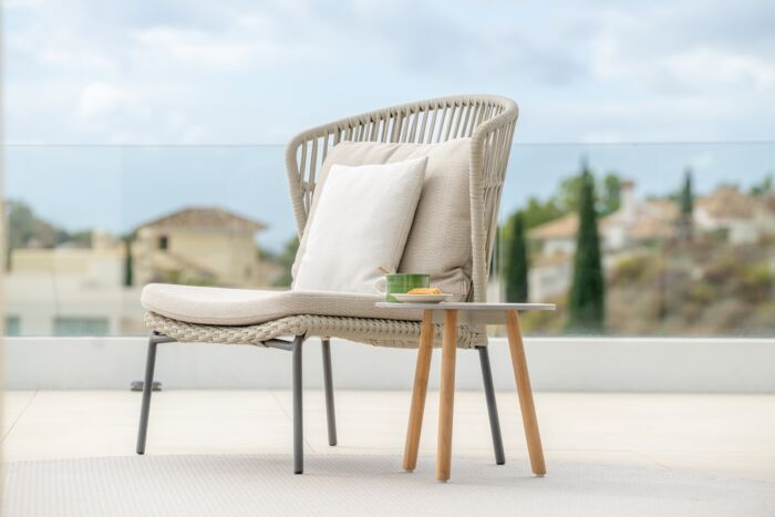 Jati&Kebon LIMA lounge stoel highback Charcoal weaving Beige Uni  inclusief zit-en rugkussen - Afbeelding 2