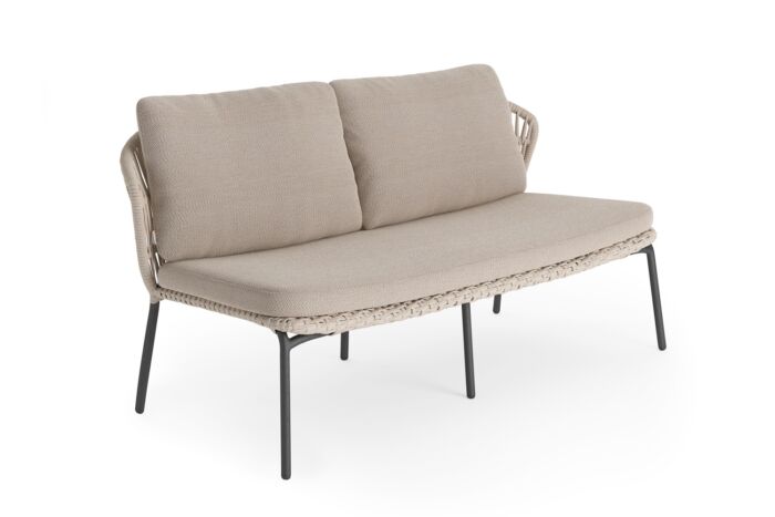 Jati&Kebon LIMA lounge bank Charcoal weaving Beige Uni inclusief zit-en rugkussen