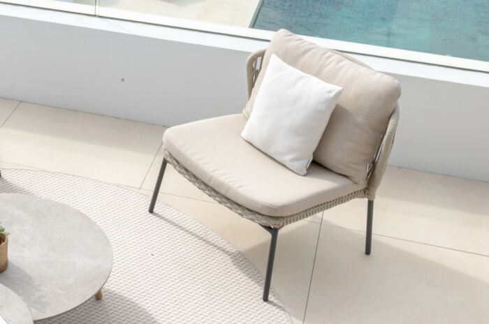 Jati&Kebon LIMA lounge stoel Charcoal weaving Beige Uni inclusief zit- en rugkussen - Afbeelding 2
