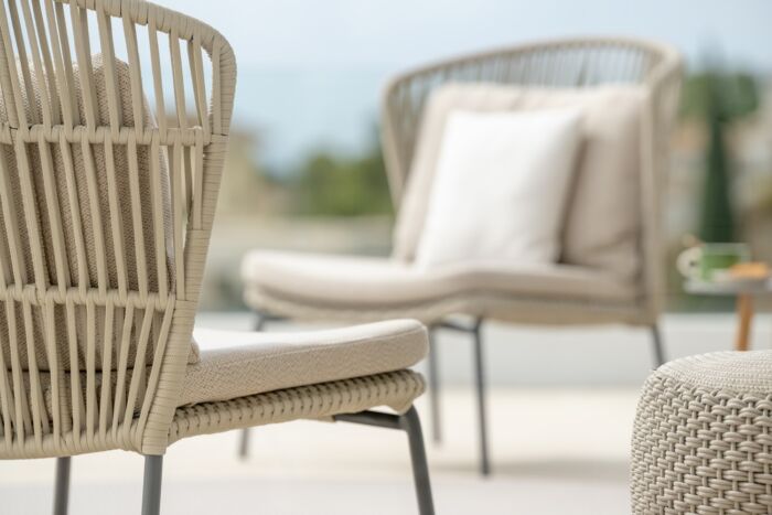 Jati&Kebon LIMA lounge stoel highback Charcoal weaving Beige Uni  inclusief zit-en rugkussen - Afbeelding 3
