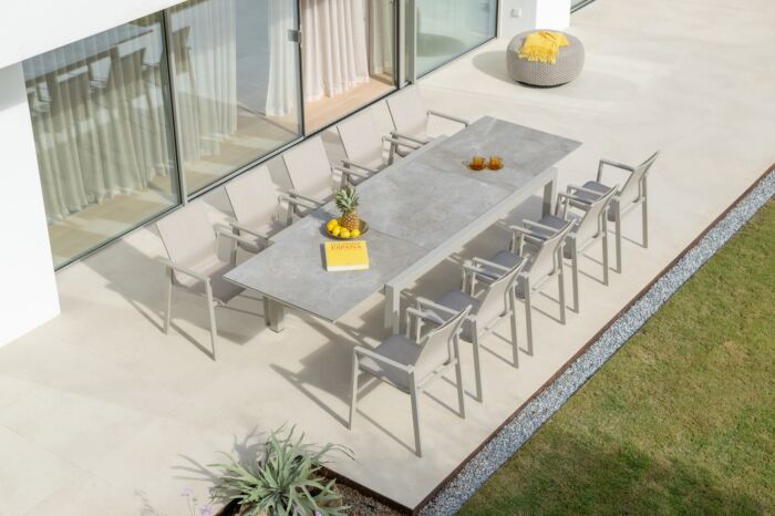 Jati&Kebon LIVORNO uitschuiftafel Dune ceramic Palladium Grey - Afbeelding 2
