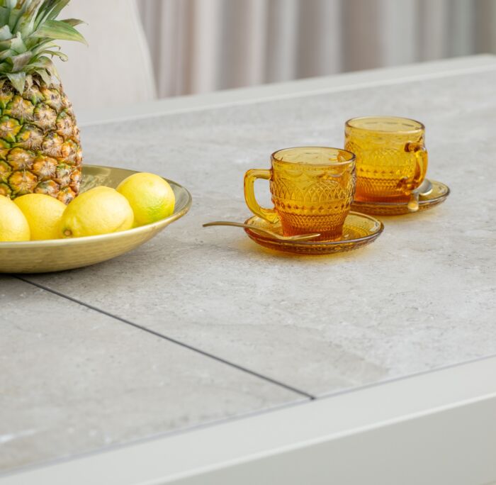 Jati&Kebon LIVORNO uitschuiftafel Dune ceramic Palladium Grey - Afbeelding 3