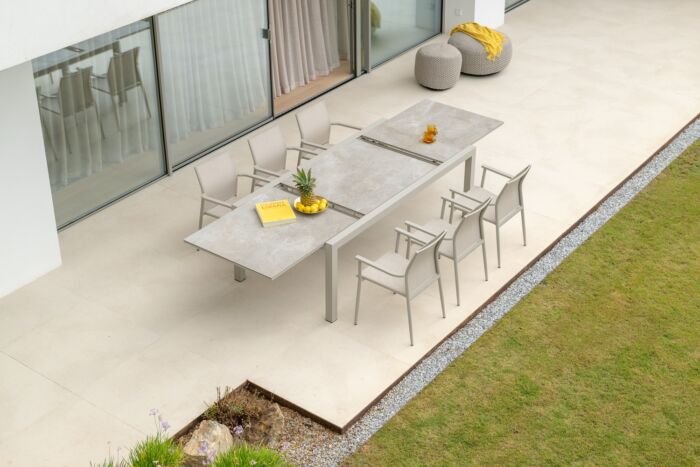 Jati&Kebon LIVORNO uitschuiftafel Dune ceramic Palladium Grey - Afbeelding 4