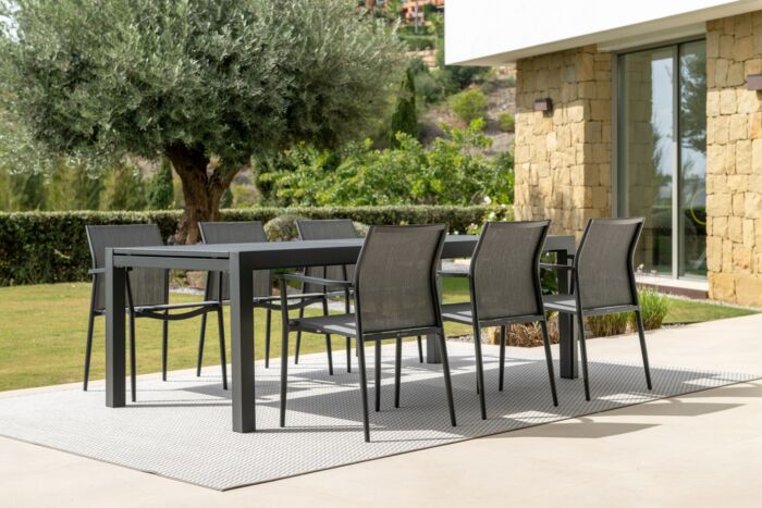Jati&Kebon LIVORNO uitschuiftafel Charcoal ceramic Graphite Grey - Afbeelding 3
