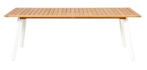 Traditional Teak Luna tafel 217 x 90 cm wit aluminium onderstel