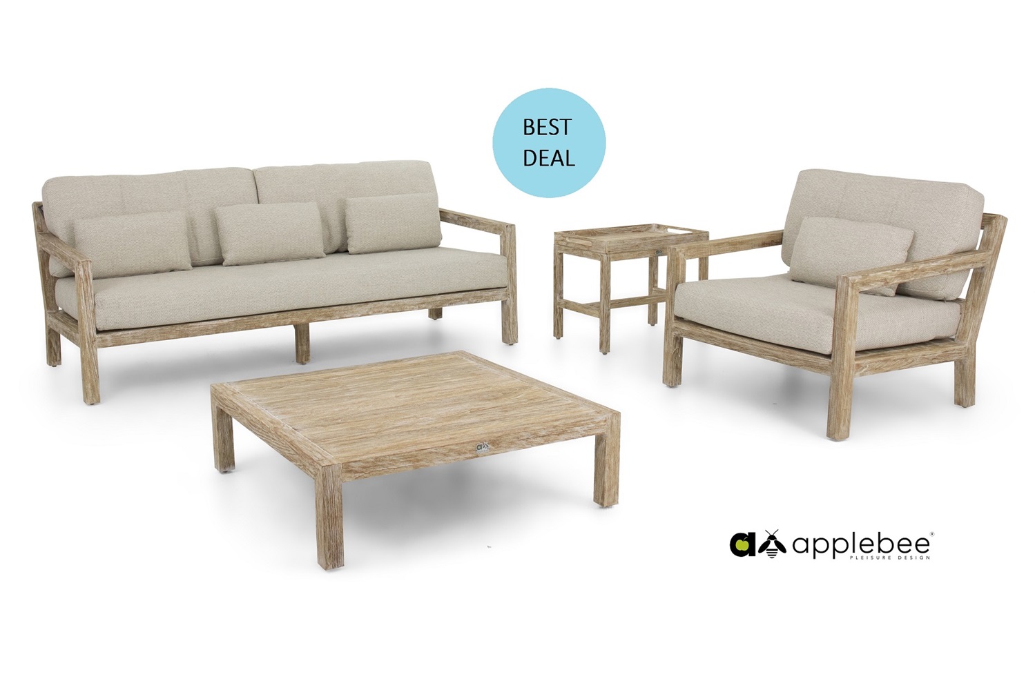 Applebee Olive loungeset-4 + tafel