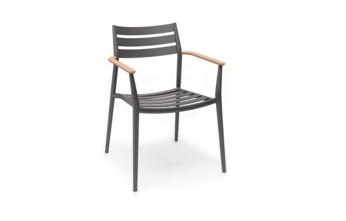 Solpuri Pia stoel Anthracite-teak-arm