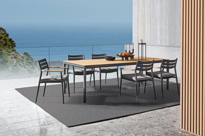 Solpuri PIA stapelstoel Anthracite met teak arm - Afbeelding 2