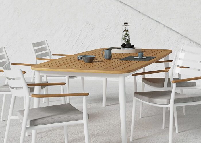 Solpuri PIA stapelstoel White met teak arm - Afbeelding 2