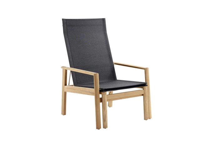 Solpuri SAFARI Deck-Chair incl. hocker Teak/Softex Coal - Afbeelding 3