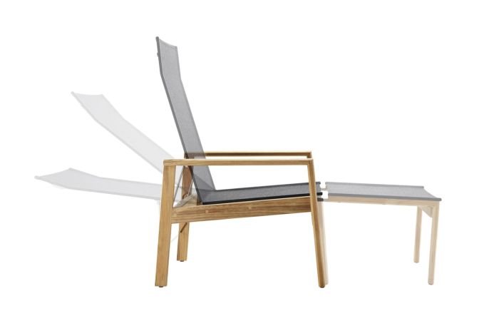 Solpuri SAFARI Deck-Chair incl. hocker Teak/Softex Coal - Afbeelding 2