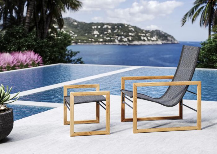 Traditional Teak SOFIA lounge footstool - Afbeelding 6