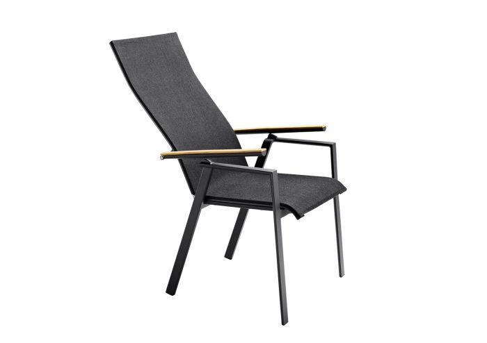 Solpuri SOUL verstelbare stoel hoge rug Anthracite teak arm - Afbeelding 5