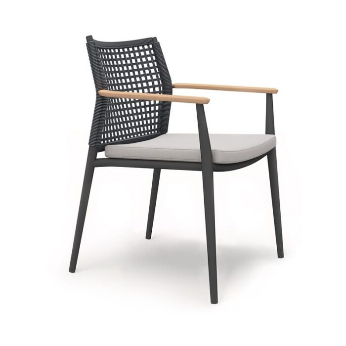 Solpuri VERA stapelstoel Anthracite/Anthracite teak arm - Afbeelding 2
