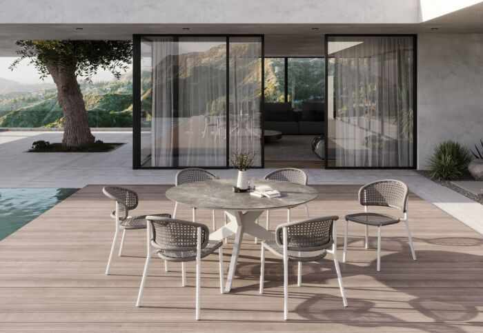 Jati&Kebon YATE tafel Ø150cm White ceramik Palladium Grey 12mm - Afbeelding 2