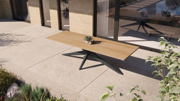 Jati&Kebon YATE tafel 220cm Charcoal Teak - Afbeelding 2